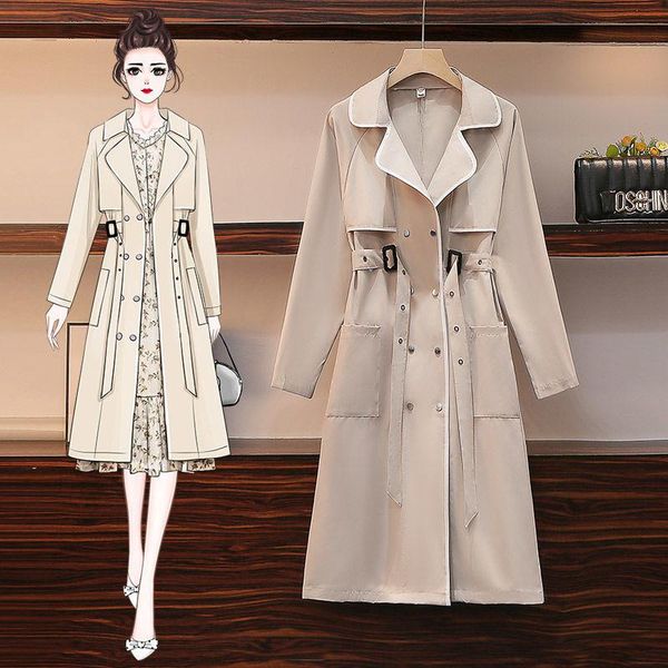 women's trench coats 2021 big size slightly fat sister medium length coat belly covering show thin temperament age reducing manteau, Tan;black
women's trench coats 2021 big size slightly fat sister medium length coat belly covering show thin temperament age reducing manteau, Tan;black