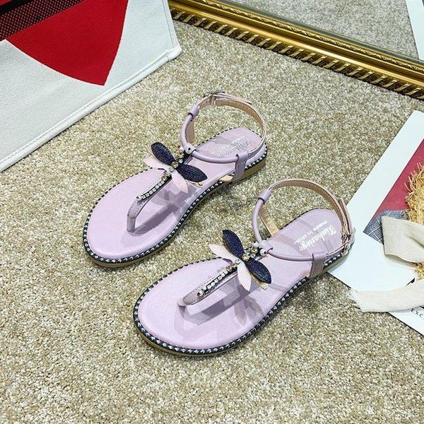 sandals flip flops flat metal decor casual holiday beach shoes women ladies black leather ankle buckle strap sandalias mujer