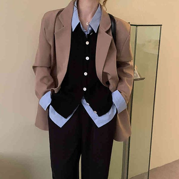 ol notched vintage basic solid casual blazer jacket autumn winter commuting formal women blazers loose suit coat 210421, White;black
ol notched vintage basic solid casual blazer jacket autumn winter commuting formal women blazers loose suit coat 210421, White;black