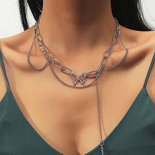 pendant necklaces hollow butterfly cross long tassel punk link chain necklace clavicle choker for women jewelry halloween party, Silver
pendant necklaces hollow butterfly cross long tassel punk link chain necklace clavicle choker for women jewelry halloween party, Silver