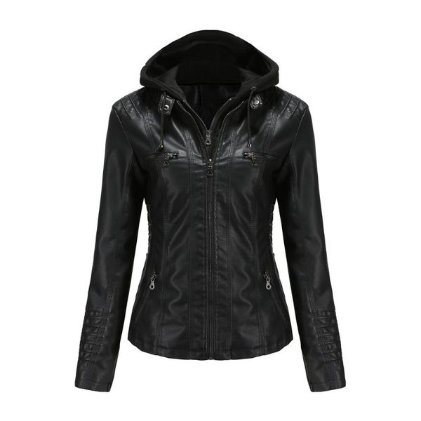 women's jackets 2021 women pu faux leather hoodie luxury zipper pocket jacket black biker coat fashion streetwear, Black;brown
women's jackets 2021 women pu faux leather hoodie luxury zipper pocket jacket black biker coat fashion streetwear, Black;brown