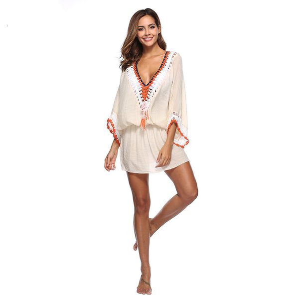 women's swimwear oversized crochet beach summer clothes for women 2021 batwing sleeve sheer short pareo vestido pwny, White;black
women's swimwear oversized crochet beach summer clothes for women 2021 batwing sleeve sheer short pareo vestido pwny, White;black