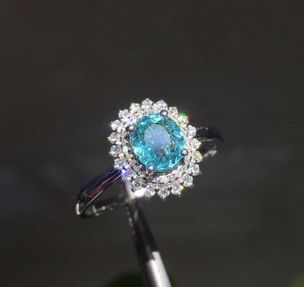 cluster rings p424 paraiba tourmaline pendant pure 18k gold jewelry real gemstone 0.71ct certificate necklaces, Golden;silver