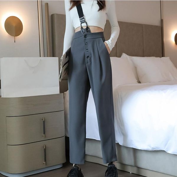 black autumn women's ol overalls harem trouser one-shoulder detachable female pencil pants 2021 fashion ladies office trousers & capris, Black;white
black autumn women's ol overalls harem trouser one-shoulder detachable female pencil pants 2021 fashion ladies office trousers & capris, Black;white