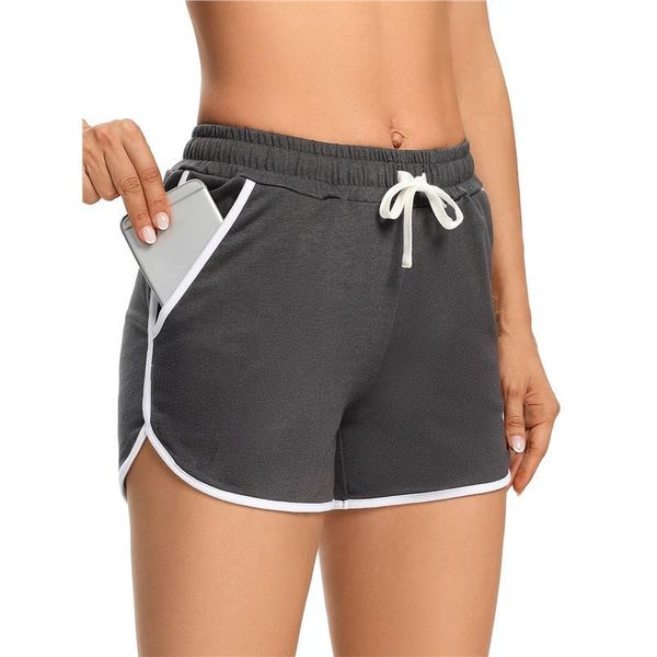 running shorts women's workout gym fitness athletic yoga with pockets summer exercise low waist training, Black;blue
running shorts women's workout gym fitness athletic yoga with pockets summer exercise low waist training, Black;blue