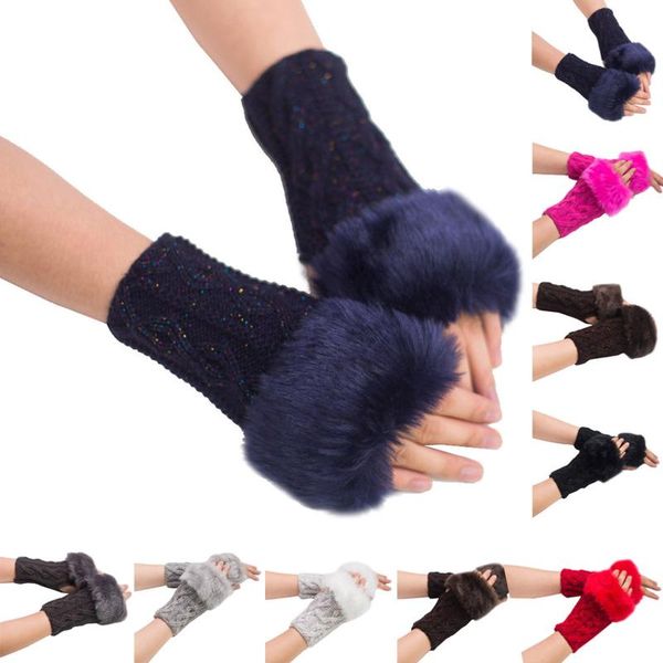 five fingers gloves autumn winter women fur fingerless knitted soft wrist mittens, Blue;gray
five fingers gloves autumn winter women fur fingerless knitted soft wrist mittens, Blue;gray