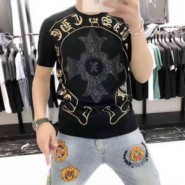 21 summer fashion brand new short sleeve ch cro cross drill men's and women's casual versatile t-shirt, White;black
21 summer fashion brand new short sleeve ch cro cross drill men's and women's casual versatile t-shirt, White;black