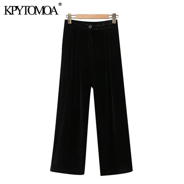 women fashion office wear straight velvet pants vintage high waist side pockets female ankle trousers mujer 210420, Black;white
women fashion office wear straight velvet pants vintage high waist side pockets female ankle trousers mujer 210420, Black;white