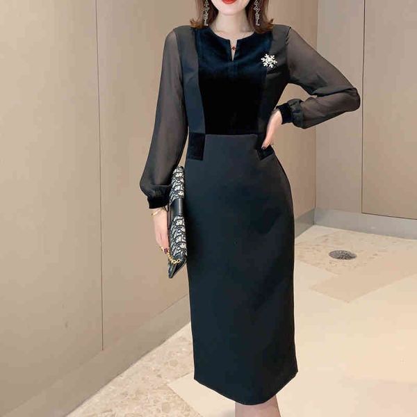 dress gold velvet stitch perspective chiffon long-sleeved v-neck frizzy split fork thin fit party of women dressed black, Black;gray
dress gold velvet stitch perspective chiffon long-sleeved v-neck frizzy split fork thin fit party of women dressed black, Black;gray
