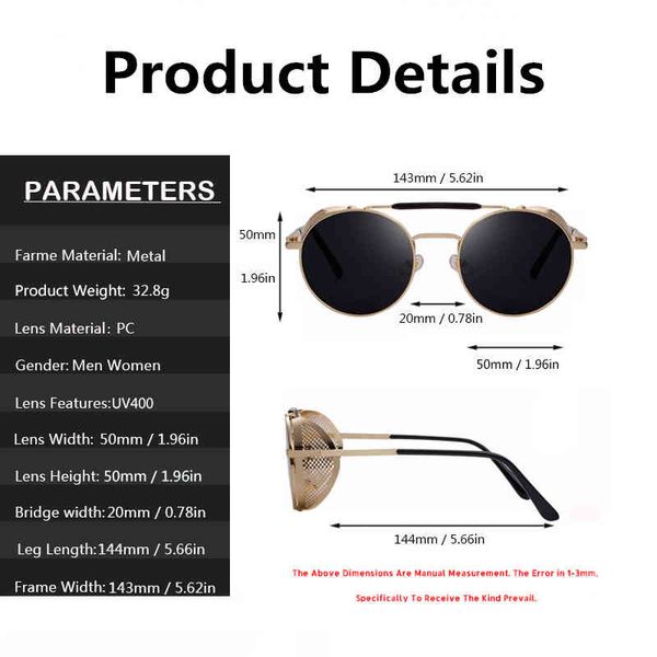 sunglasses aimisuv vintage steampunk men brand design round glasses steam punk metal for women uv400 gafas de sol a519, White;black
sunglasses aimisuv vintage steampunk men brand design round glasses steam punk metal for women uv400 gafas de sol a519, White;black