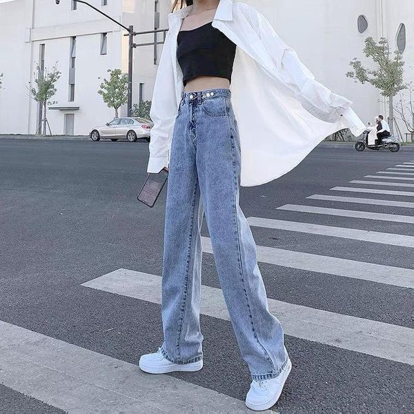 spring and autumn high waist jeans women's korean version loose students show thin versatile wide leg straight tube, Blue
spring and autumn high waist jeans women's korean version loose students show thin versatile wide leg straight tube, Blue