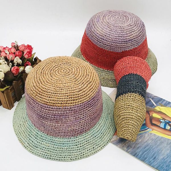 wide brim hats 202106-fcm-148 summer color patchwork handmade raffia grass lady bucket cap men women fishermen hat, Blue;gray
wide brim hats 202106-fcm-148 summer color patchwork handmade raffia grass lady bucket cap men women fishermen hat, Blue;gray