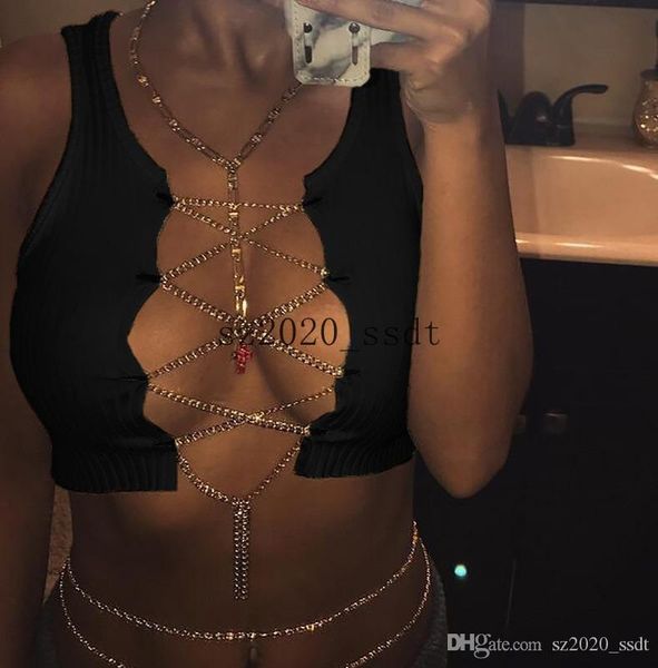 designers women vest metal chain strap t-shirt fold split fork breast wrapping short sleeve casual shirts, White
designers women vest metal chain strap t-shirt fold split fork breast wrapping short sleeve casual shirts, White