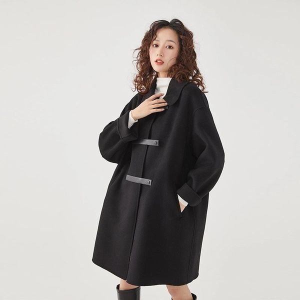 women's wool & blends 2021 autumn fashion women 100% midi overcoat ladies turn-down collar single breasted black loose coats
women's wool & blends 2021 autumn fashion women 100% midi overcoat ladies turn-down collar single breasted black loose coats