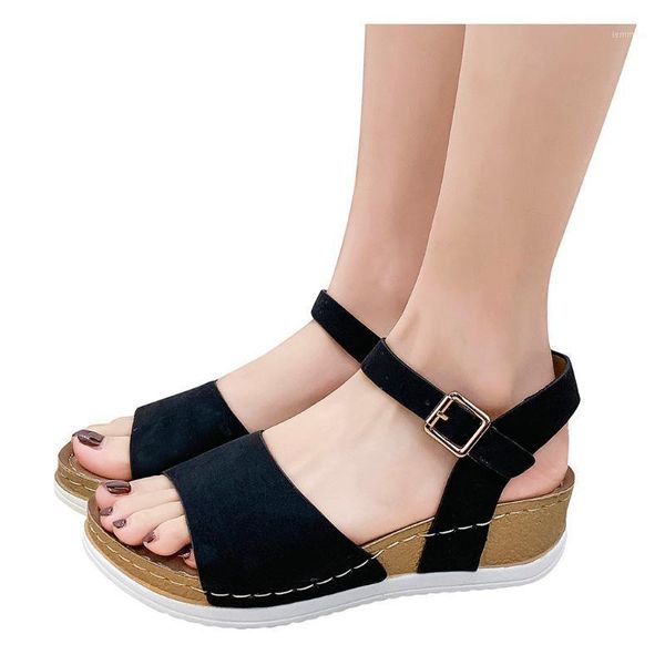 women sandals ladies soft sole strap buckle shoes roman platform wedges beach plus size d#41, Black
women sandals ladies soft sole strap buckle shoes roman platform wedges beach plus size d#41, Black