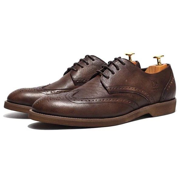 british men's leather casual shoes fashion lace up hand made pleated round head retro dress, Black
british men's leather casual shoes fashion lace up hand made pleated round head retro dress, Black