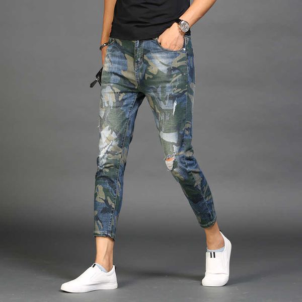 men's jeans summer camouflage breeches thin male stretch torn fashion light green army denim ankle-length pants 8u28, Blue
men's jeans summer camouflage breeches thin male stretch torn fashion light green army denim ankle-length pants 8u28, Blue