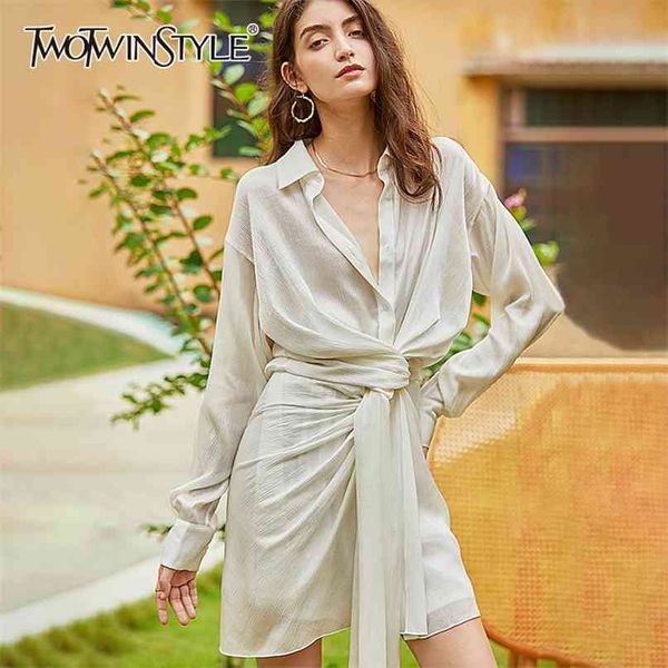 white casual dress for women lapel long sleeve high waist irregular lace up mini dresses female summer 210520, Black;gray
white casual dress for women lapel long sleeve high waist irregular lace up mini dresses female summer 210520, Black;gray