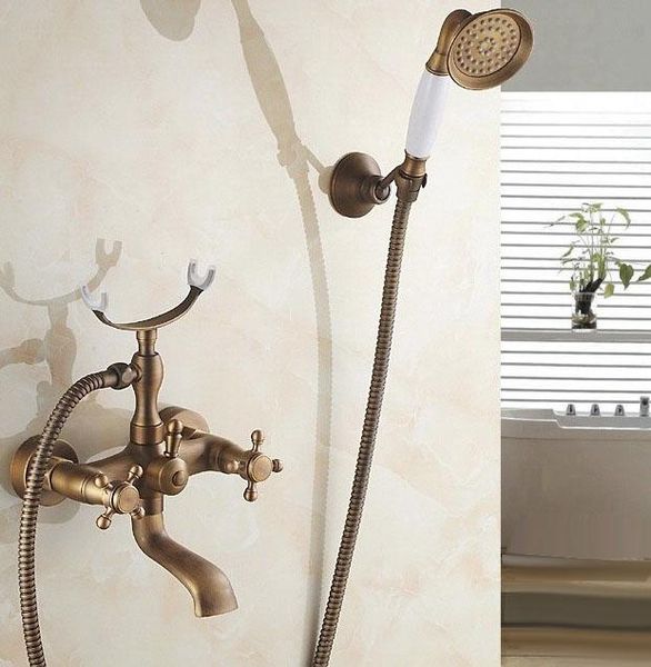 wall mounted clawfoot bath tub filler faucet tap with handshower bracket holder antique brass finished dual cross handle atf154 bathroom sho
wall mounted clawfoot bath tub filler faucet tap with handshower bracket holder antique brass finished dual cross handle atf154 bathroom sho