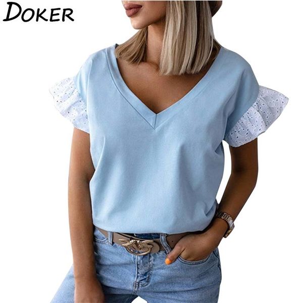 summer women tshirt deep v neck female ruffles patchwork short sleeve casual loose streetwear poleras mujer de moda 210423, White
summer women tshirt deep v neck female ruffles patchwork short sleeve casual loose streetwear poleras mujer de moda 210423, White