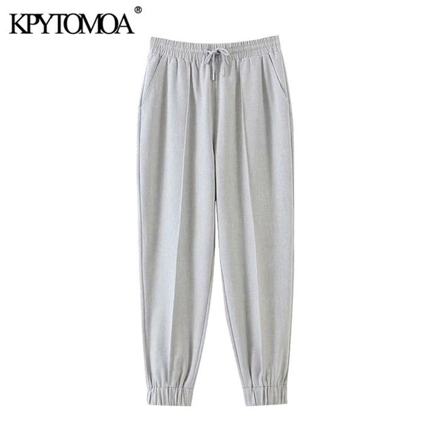women chic fashion side pockets jogging pants vintage high elastic waist drawstring female ankle trousers mujer 210421, Black;white
women chic fashion side pockets jogging pants vintage high elastic waist drawstring female ankle trousers mujer 210421, Black;white