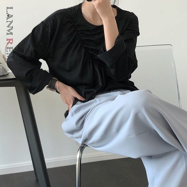 women shirring short black thin section t-shirt round neck long sleeve fashion tide spring and autumn 2e1487 210507, White
women shirring short black thin section t-shirt round neck long sleeve fashion tide spring and autumn 2e1487 210507, White