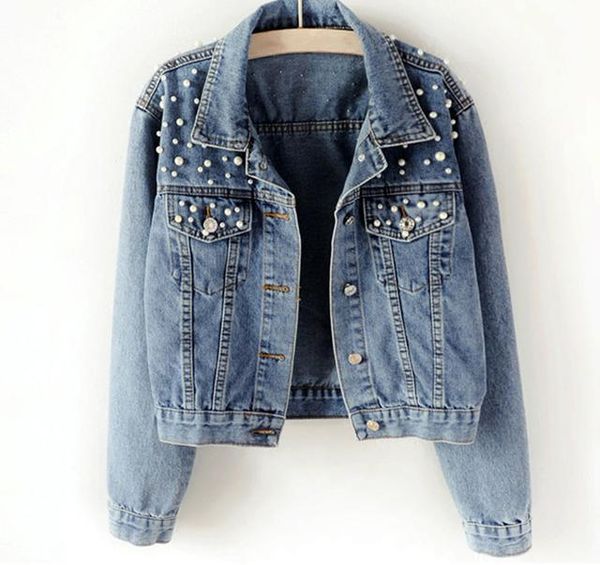 women's jackets coats s-5xl plus size pearl beading short denim women blue wash long sleeve vintage casual jean jacket bomber coat, Black;brown
women's jackets coats s-5xl plus size pearl beading short denim women blue wash long sleeve vintage casual jean jacket bomber coat, Black;brown