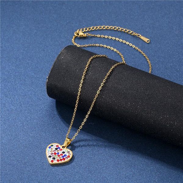 pendant necklaces luxury rainbow color zircon love heart shape necklace stainless steel women choker wedding bridal jewelry, Silver
pendant necklaces luxury rainbow color zircon love heart shape necklace stainless steel women choker wedding bridal jewelry, Silver