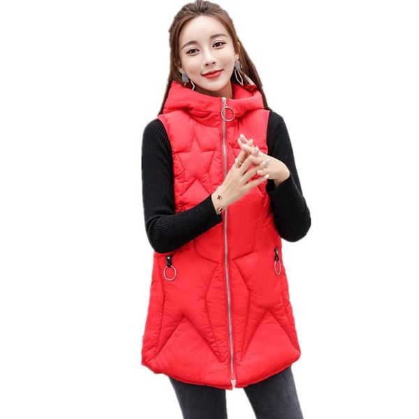 women's vests 2021 autumn winter women vest female down cotton medium-long outerwear casual waistcoat hooded warm q683, Black;white
women's vests 2021 autumn winter women vest female down cotton medium-long outerwear casual waistcoat hooded warm q683, Black;white