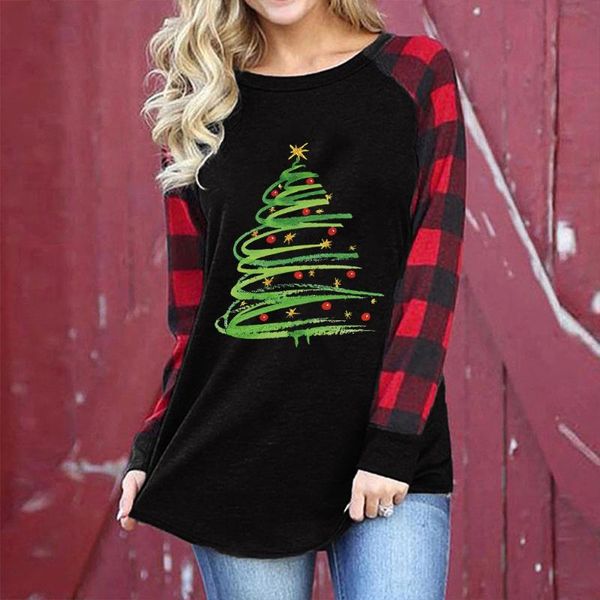 women's t-shirt christmas tree santa print lattice patchwork long sleeve lovely t shirt women fashion casual clothes, White
women's t-shirt christmas tree santa print lattice patchwork long sleeve lovely t shirt women fashion casual clothes, White