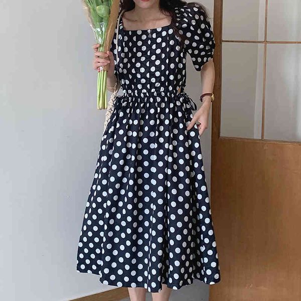 summer fashion temperament casual retro square collar hollow drawstring polka dot puff sleeve dress women 16f1229 210510, Black;gray
summer fashion temperament casual retro square collar hollow drawstring polka dot puff sleeve dress women 16f1229 210510, Black;gray