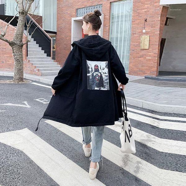 autumn loose mid-length hooded black denim jacket women fashionable printed casual windbreaker chaqueta mujer coat women's jackets, Black;brown
autumn loose mid-length hooded black denim jacket women fashionable printed casual windbreaker chaqueta mujer coat women's jackets, Black;brown