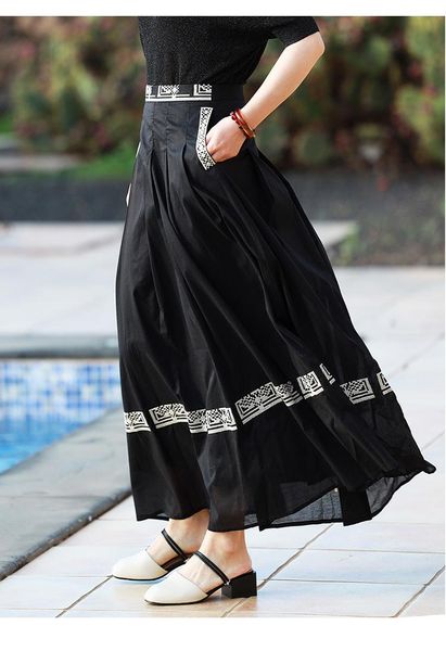skirts 2021 embroidered mori black umbrella skirt slim a- shape women's summer pleated dress
skirts 2021 embroidered mori black umbrella skirt slim a- shape women's summer pleated dress