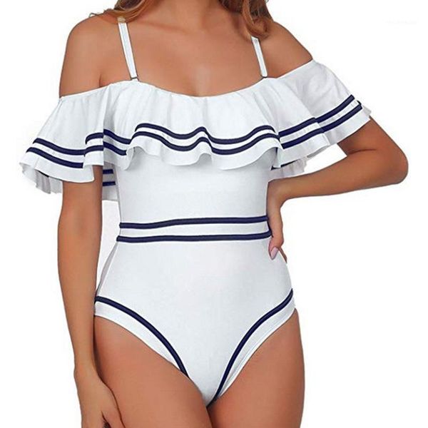 women's swimwear women ruffle one piece swimsuit 2021 plus size bathing beach wear swimming printed large suit, White;black
women's swimwear women ruffle one piece swimsuit 2021 plus size bathing beach wear swimming printed large suit, White;black