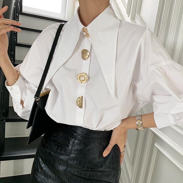 women's blouses & shirts korean style 2021 spring summer fashion puff sleeve vintage oversize buttons office lady elegant, White
women's blouses & shirts korean style 2021 spring summer fashion puff sleeve vintage oversize buttons office lady elegant, White