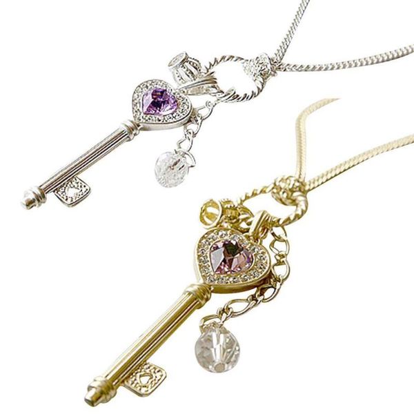pendant necklaces colored rhinestone crown charms artificial love heart key necklace long sweater chain 2 colors, Silver
pendant necklaces colored rhinestone crown charms artificial love heart key necklace long sweater chain 2 colors, Silver