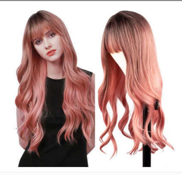wig head set waist length curly hair gradient pink big wave animation natural wig, Black
wig head set waist length curly hair gradient pink big wave animation natural wig, Black