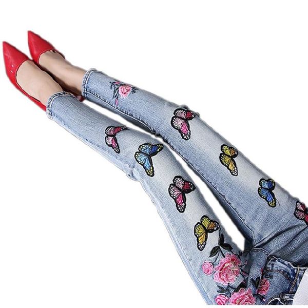 embroidered butterfly flower jeans fashion women elastic skinny stretch casual pencil pants plus size women's, Blue
embroidered butterfly flower jeans fashion women elastic skinny stretch casual pencil pants plus size women's, Blue