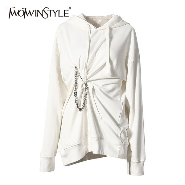 twotiwnstyle asymmetrical ruched sweatshirt for women hooded collar long sleeve streetwear sweatshirts female fall fashion 210524, Black
twotiwnstyle asymmetrical ruched sweatshirt for women hooded collar long sleeve streetwear sweatshirts female fall fashion 210524, Black