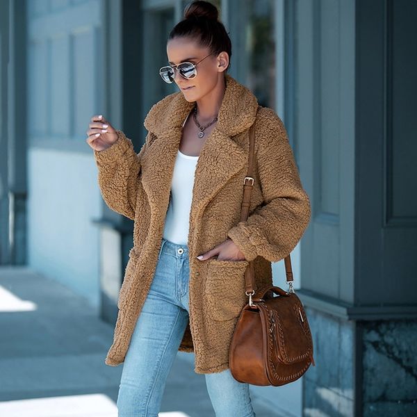 Women's Coat Za Style Fashion Solid Khaki Plush Mid-length Winter Jacket Cardigan Outerwear Howhonest Tra, Black
Women's Coat Za Style Fashion Solid Khaki Plush Mid-length Winter Jacket Cardigan Outerwear Howhonest Tra, Black