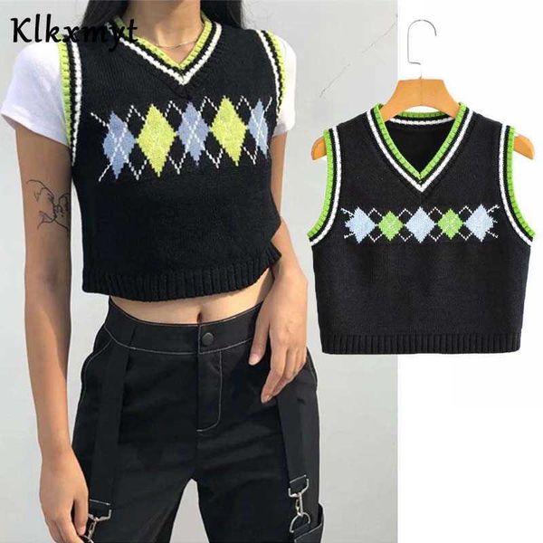 klkxmyt za women fashion diamond jacquard cropped knitted vest sweater vintage sleeveless female waistcoat chic 210527, Black;white
klkxmyt za women fashion diamond jacquard cropped knitted vest sweater vintage sleeveless female waistcoat chic 210527, Black;white