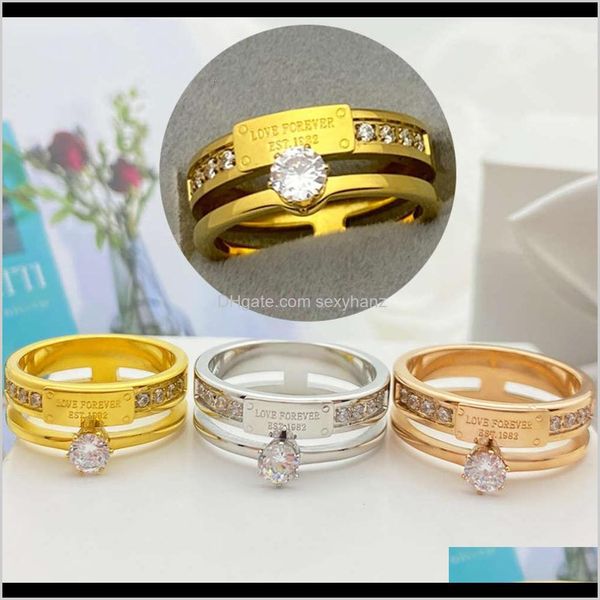 cluster rings jewelry drop delivery 2021 womens english japanese and korean titanium steel / ring, mens 18k gold cnc zircon hand set ring op, Golden;silver
cluster rings jewelry drop delivery 2021 womens english japanese and korean titanium steel / ring, mens 18k gold cnc zircon hand set ring op, Golden;silver