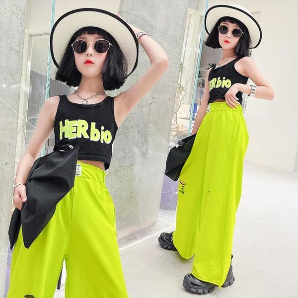 young girls summer clothing set vest casual pants fashion fluorescent green 2pcs suit teenager streetwear outfits 5 14y, White
young girls summer clothing set vest casual pants fashion fluorescent green 2pcs suit teenager streetwear outfits 5 14y, White