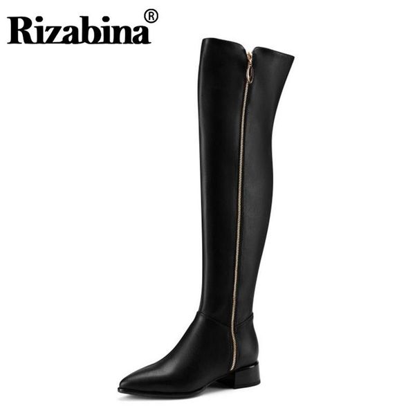 boots rizabina women genuine leather over knee zipper flats pointed toe retro shoes woman office winter botas size 35-43, Black
boots rizabina women genuine leather over knee zipper flats pointed toe retro shoes woman office winter botas size 35-43, Black