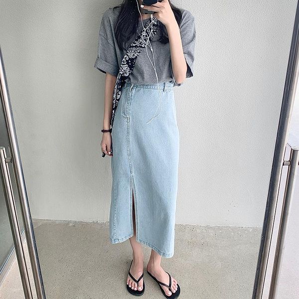 skirts high waist irregular split denim skirt women summer loose korean style female casual long vintage jean, Black
skirts high waist irregular split denim skirt women summer loose korean style female casual long vintage jean, Black