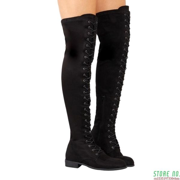 boots lace up over the knee women high woman suede long botas winter shoes thigh, Black
boots lace up over the knee women high woman suede long botas winter shoes thigh, Black