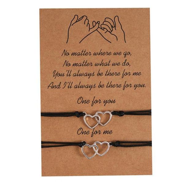 2pcs/set double heart charm bracelets one for you one for me black string braiding couple bracelet men women wish card, Golden;silver
2pcs/set double heart charm bracelets one for you one for me black string braiding couple bracelet men women wish card, Golden;silver