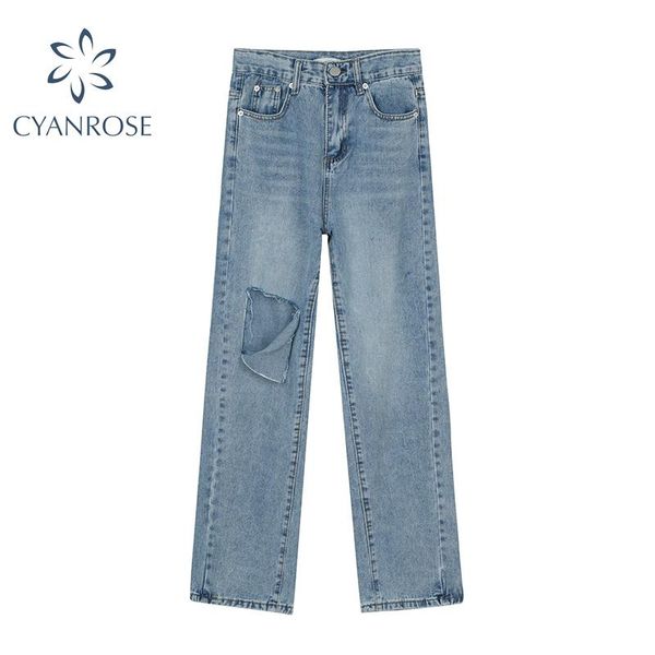 women's jeans 2021 summer high waist fashion loose destroyed hole denim pants casual vintage female wide leg trousers, Blue
women's jeans 2021 summer high waist fashion loose destroyed hole denim pants casual vintage female wide leg trousers, Blue