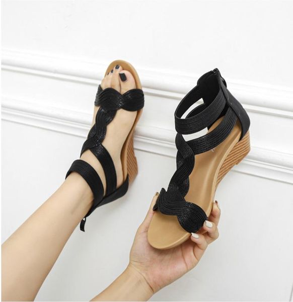 sandals est women wedge woman summer large size was thin wild women's shoes back zipper, Black
sandals est women wedge woman summer large size was thin wild women's shoes back zipper, Black