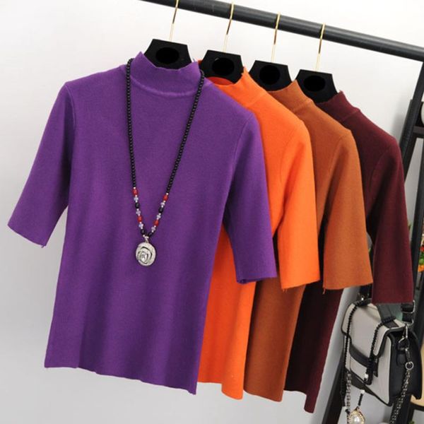 women's t-shirt fashion knitted women half sleeve t shirt autumn winter turtleneck pullovers tee femme tshirt knitwear, White
women's t-shirt fashion knitted women half sleeve t shirt autumn winter turtleneck pullovers tee femme tshirt knitwear, White